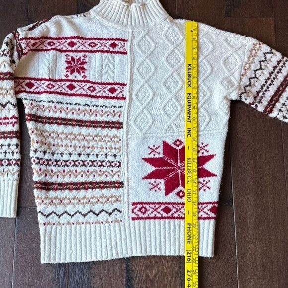 American Eagle fair isle cable knit sweater womens size small snowflake mock nec - Picture 11 of 11